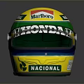 Weapon Themed Racing Helmet Featuring Honda Marlboro And Nacional Logos