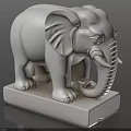Stone Elephant Sculpture With Detailed Ears Tusks And Base Stand