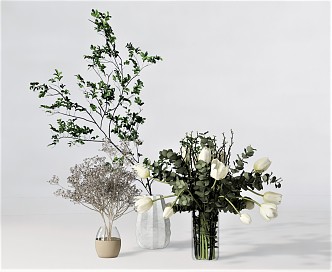 Modern Vase Flower Ornaments Plant Accompanied in 3d model