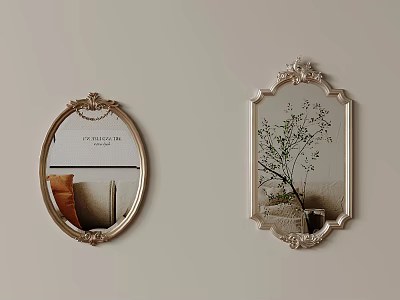 Ornate Oval And Rectangular Decorative Mirrors For Living Room Wall Decor 3d model