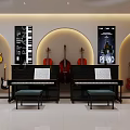 School Music Corridor With Piano Guitars Music Sheets And Modern Lighting Design