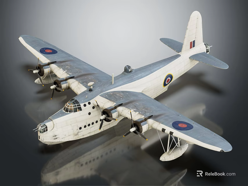 Vintage White Fighter Jet With Propellers And Royal Air Force Insignia Detailed Model 3d model 