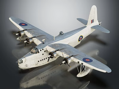Vintage White Fighter Jet With Propellers And Royal Air Force Insignia Detailed Model 3d model