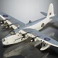 Vintage White Fighter Jet With Propellers And Royal Air Force Insignia Detailed Model