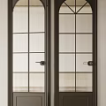 Modern Interior Swing Door With Black Frame And Vertical Striped Glass