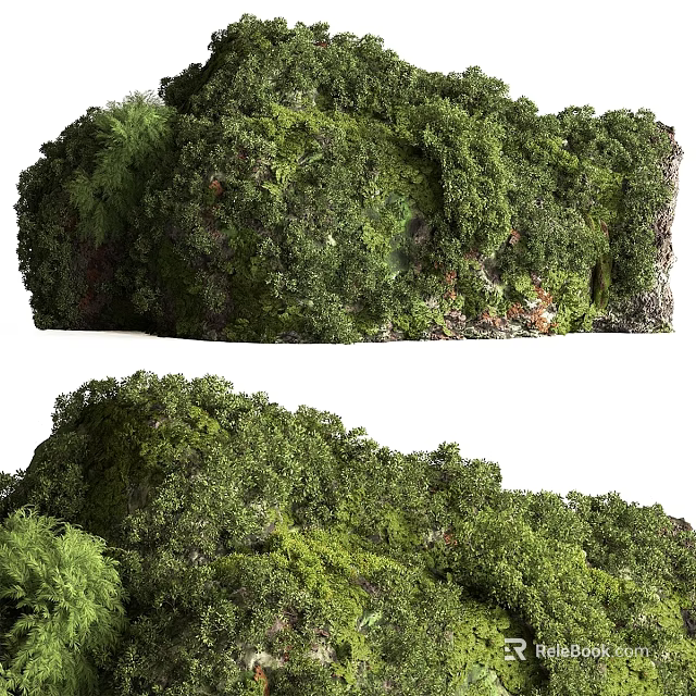 Lush Greenery Covered Garden Ornament With Diverse Plants And Fresh Foliage 3d model 