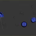 Household Items With Blue Caps Different Bottle Designs And Liquid Drips On Dark Surface