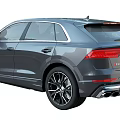 Gray Audi RS Q8 SUV With Sporty Design Alloy Wheels And Rear Spoiler