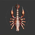 Realistic Red Scorpion Figurine With Glowing Eyes On Dark Reflective Background
