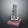 Ancient Stone Tower Model With Multi Tiered Structure And Red Base 3d model