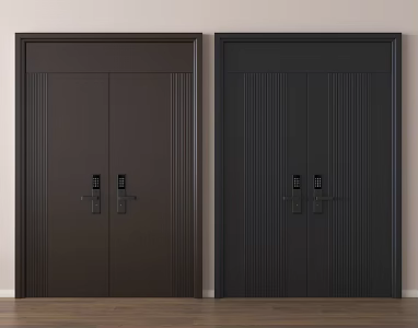 Modern security door double door entry door smart lock 3d model