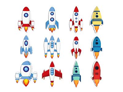 Rocket Rocket Illustration Spaceship Spaceship Cartoon Rocket Rocket Material Satellite Spaceship Spacecraft Space Station Spacecraft Space Elements 3d model