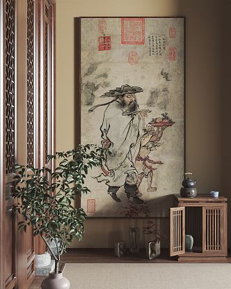 New Chinese Figure Painting Hanging Painting Decorative Painting 3d model