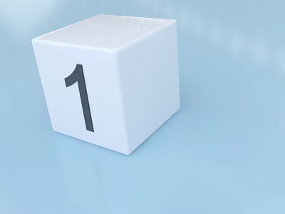 White Commercial Equipment Cube With Black Number One For Business Identification 3d model