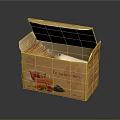 Open Yellow Carton Containing Tea Bags With Tea Cup And Snacks Illustration