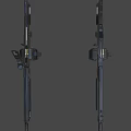 Futuristic Tactical Firearms with Black Finish Red Accents and Gray Stripes Design