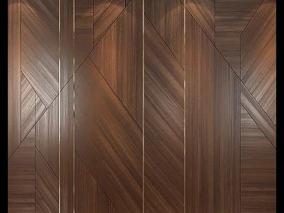 Dark Wood Grain Wall Decor With Geometric Patterns And Linear Design Details 3d model