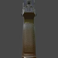 Tactical Pistol With Detailed Green Grip Top Mounted Sight And Tactical Flashlight Features