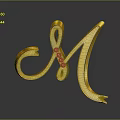 Decorative Commercial Equipment With Golden Letter M Design And Diamond Accents