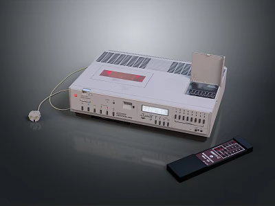 Vintage Cassette Recorder With Red Digital Display Buttons Remote Control And Cassette Tape 3d model