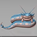 Fantasy Creature Character with Blue Pink Body Tentacles in Cartoon 3D Design Curled Form