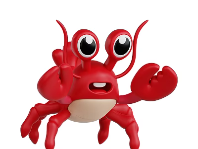 Red Cartoon Style Reptile With Big Eyes Open Claws And Cute Appearance 3d model