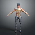 Futuristic Sci fi Character In Mechanical Armor With Helmet Chest Arm And Leg Guards