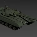 Green Military Tank With Long Cannon Barrel Turret Tracks And Antenna