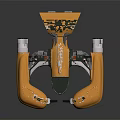 Orange And White Futuristic Flying Vehicle With Green Transparent Cockpit And Streamlined Design
