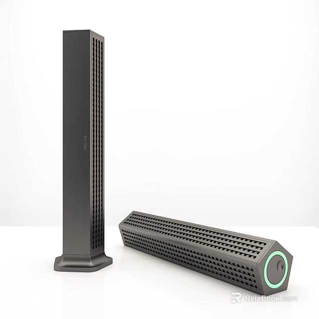Modern Black Speaker with Mesh Design Vertical and Horizontal Models LED Light Ring 3d model