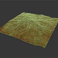 3D Terrain Model With Red Green Textured Surface And Undulating Topography