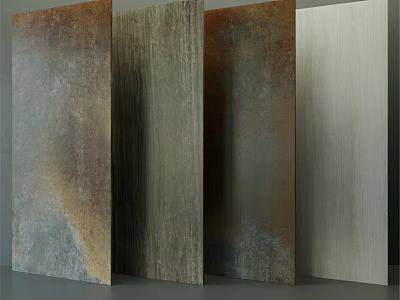 Building Components With Diverse Materials Including Rustic Metal Wooden And Light Panels 3d model