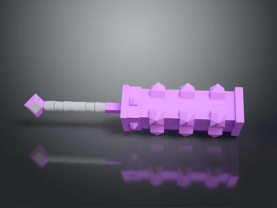 Purple Spiked Hammer Weapon With White Handle And Pixelated Design 3d model