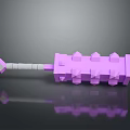 Purple Spiked Hammer Weapon With White Handle And Pixelated Design