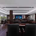Modern Conference Room Interior With Wooden Flooring Black Leather Chairs Meeting Tables And Front Screen