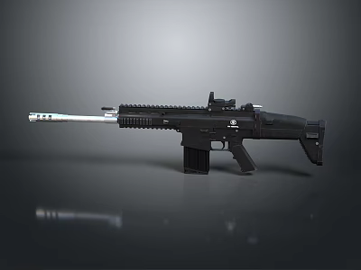3D Model of Modern Tactical Rifle With Black Barrel Magazine And Scope 3d model