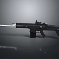 3D Model of Modern Tactical Rifle With Black Barrel Magazine And Scope