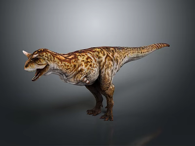 Realistic Horned Dinosaur 3D Model In Standing Pose With Open Mouth And Spotted Skin 3d model