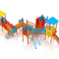 Modern slide wooden combination slide 3d model