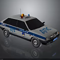 APC Marked Police Car With Emergency Lights Blue Stripes And 072 Number