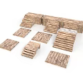 Wooden Steps And Platforms Set With Planks For Outdoor Garden Design