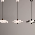 Modern Pendant Lights with Various Designs Hanging in Simple Interior Space 3d model