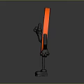 Orange Round Cartoon Clock Character With Anthropomorphic Eyes Arms Legs Raising Index Finger
