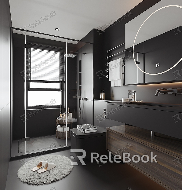 Modern Bathroom Shower Room Toilet Washbasin Shower Partition model