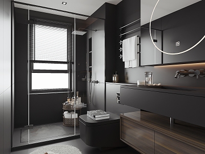 Modern Bathroom Shower Room Toilet Washbasin Shower Partition model