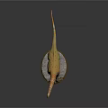 Realistic Dinosaur Model With Long Neck Orange Spots And Base 3d model