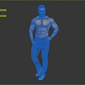 Game Movie Character Shirtless Muscular Male In Blue Jeans And White Sneakers With Confident Stance
