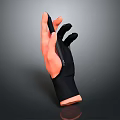 Black Fashion Gloves Displayed On Orange Mannequin Hand Against Dark Background
