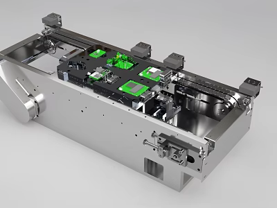 High Precision Automated Industrial Equipment With Metal Structure Green Mechanical Modules And Rail System 3d model