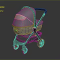 Modern Gray And Beige Baby Stroller With Canopy Handle And Wheels